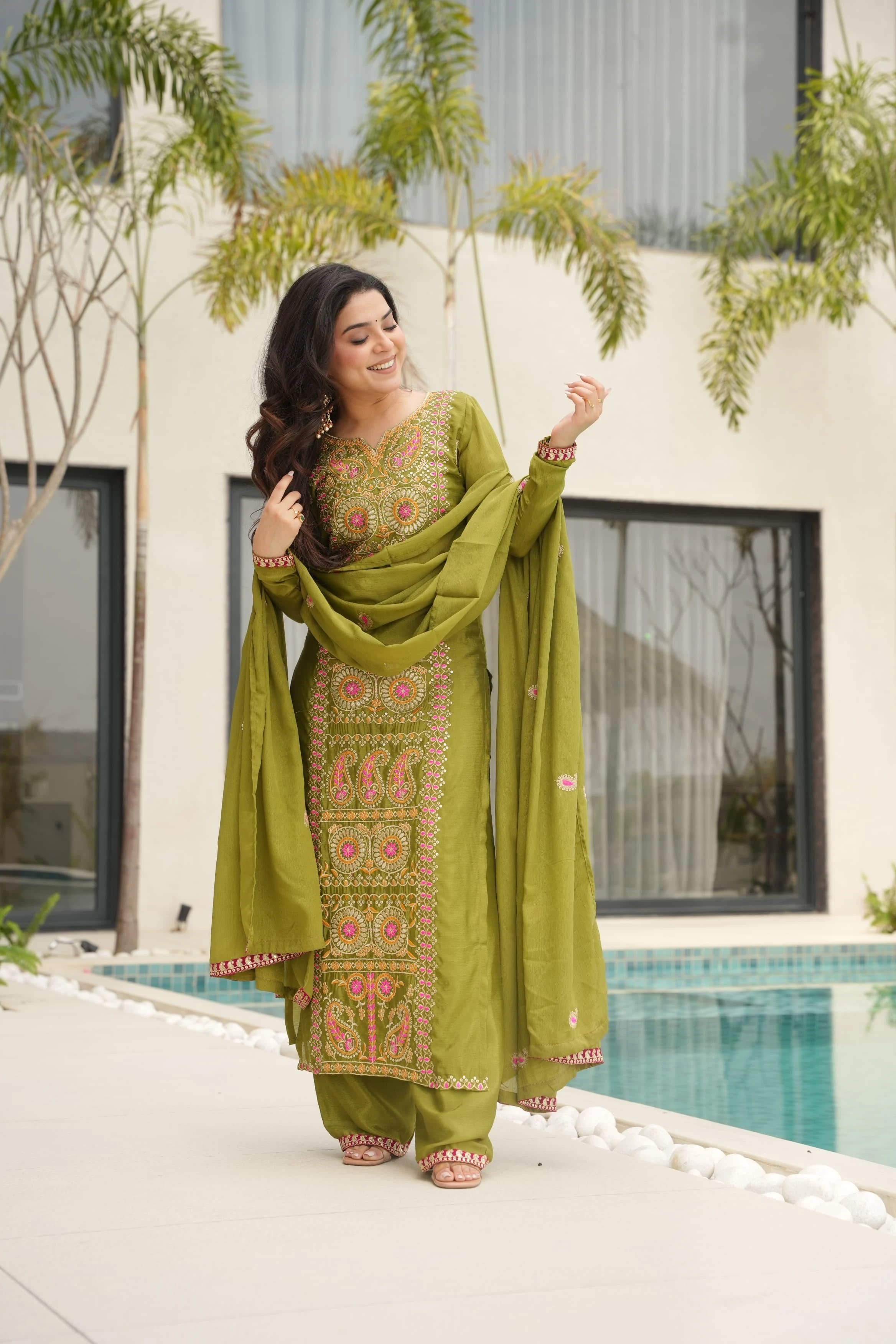 Embroidered 3-Piece Suit Sets